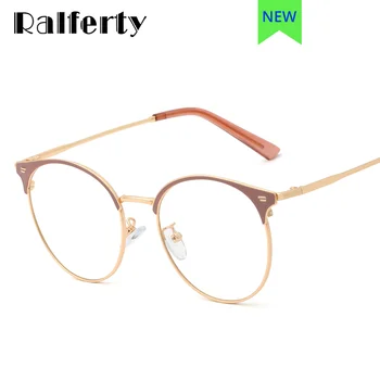 Ralferty Дамски Очила С Кръгли Метални Рамки За Очила Дамски Оптични Рамки За Очила 0 Диоптъра, Рамки За Очила Oculo