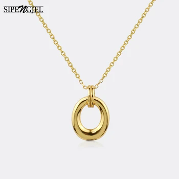 SIPENGJEL New Fashion Silver Color Vintage Round Necklace Геометричен Hollow Boho Pendant Necklace For Women jewelry