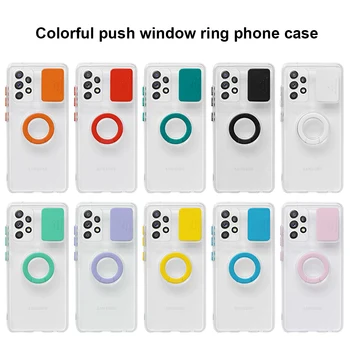 Slide Camera Lens Protection Case For Samsung Galaxy A12 A32 A52 A72 A 12 32 52 72 S21 Ultra Plus, Clear Soft Silicone TPU Cover