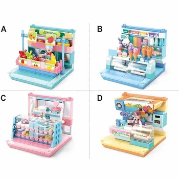 SLuban МИНИ Ръчно изработени 4-в-1 Момиче Строителни блокове Играе Дом Строителни Блокове на Детски Образователни играчки за Детски подаръци
