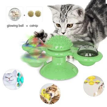 Smart Cat Teasing Toy Interactive Cat Toy Windmill Обръщател Toy Electronic Пет Molar Bite Toy Hairbrush Cat Toys for Пет Котки