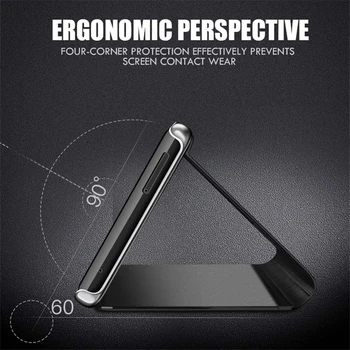 Smart Leather Flip Stand Mirror On Case За Xiaomi Redmi 8A 7A 4A S2 Y1 Lite Go Note 8 7 6 5 Pro 5A Prime 3D Wake Up Protection