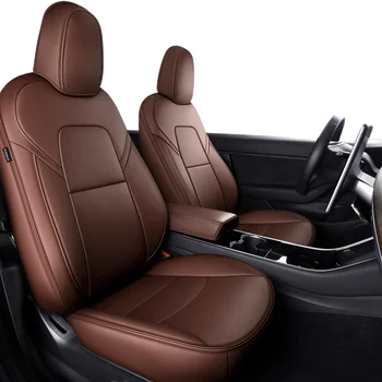 Tesla Model Y Custom Fit Car Seat Cover Аксесоари За Модели 3 S 360 Градуса Изцяло Покрит С Висококачествена Кожена Възглавница Бял
