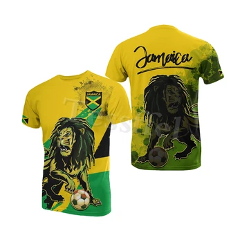 Tessffel Jamaica Lion Emblem Summer New Fashion 3D Print Върховете Tee Tshirt Men Women Short Sleeve T Shirt Streetwear Style-15