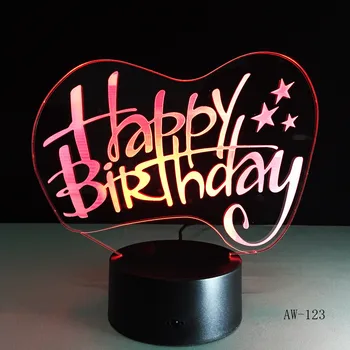 The Happy Birthday Colorful 3D Light Touch Acrylic Lights LED 7 Colors B-present day Night Lamp Remote Control Lighting Gifts123