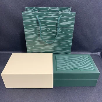 Top Quality Dark Green Watch Gift Box Уди Case For Rlx Watches Booklet Card Tags and Papers In English Watches Boxes