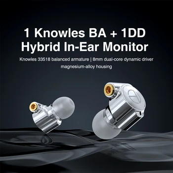 TRN TA1 1BA+1DD Hybrid In Ear Monitor HIFI Слушалки Bass Metal Sport Жични Слушалки С MMCX Кабел Аудио Слушалки Слушалки