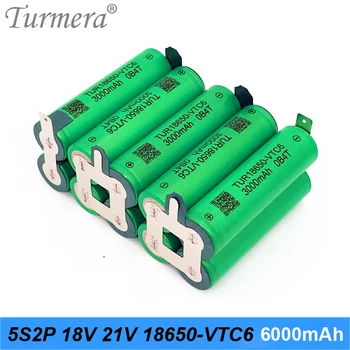Turmera 18650 VTC6 3000mAh 6000mAh 5S 18V 21V Литиева Батерия 30A Заваръчен Лента за Отвертка Батерии Shurika Shura Customize