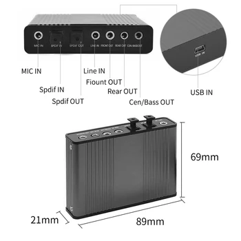 USB 7.1 Channel External Optical Audio Fiber Sound Card S/PDIF за преносими КОМПЮТРИ, Компютърна Звукова пътечка за Домашно кино HTPC