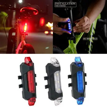 USB Акумулаторна Велосипеден Фенер 4 Режима High Bright LED Задни Фенер е Предупреждение За Сигурност Колоездене Преносим Задна Задна Светлина Аксесоари За Велосипеди