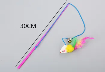 Usd0.68/pc пет cat kitten playing toys cat тийзър cat fishing pole род with mouse mixed colors 20 бр/лот