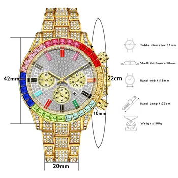 Vansvar Brand Luxury Watch Кристал Casual Men Crystal Watches Men Colorful Diamond Fashion Watch Relogio Masculino