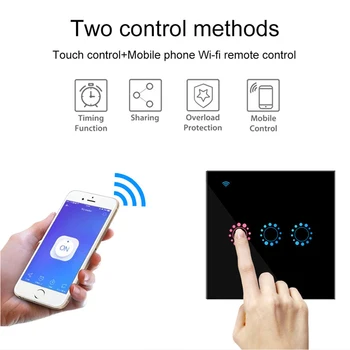 WiFi Smart Light Switch Glass Touch Panel Switch App Remote Control Smart Wall Switch е Съвместим с Алекса Google Home