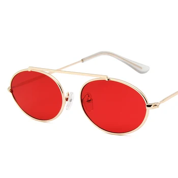 WOENFEL Vintage Oval Слънчеви очила Жени Класическа Марка Мода Ретро Луксозни Слънчеви Очила Мъже Дизайнер Малка Метална Дограма за Очила