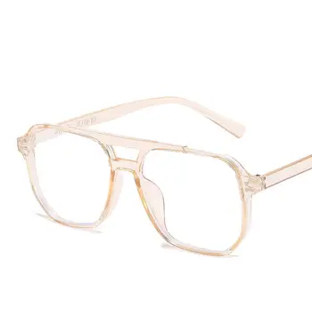 WOENFEL Прозрачни Очила Дамски Унисекс Реколта Анти Синя Светлина Очила Мъжки Луксозни Квадратни Модни Удобни Плоските Огледални Очила