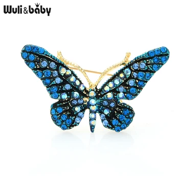 Wuli&baby Многоцветен Кристал Пеперуда Брошки За жени, Унисекс 4-цвят Насекоми Партия Случайни Брошки Игли Подаръци