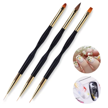 XZM brand women brushes for nail manicure tools Art brush Double-headed живопис hook line pen manicure Carved pen fashion