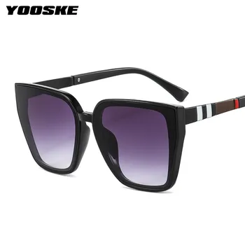 YOOSKE Women Vintage Слънчеви очила Мъжете Извънгабаритни Слънчеви Очила Моден Луксозна Марка Дизайнерски Очила Класически Правоъгълник Eyewears