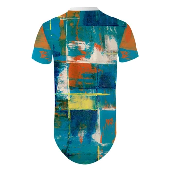 YOUTHUP 3D Print T-Shirt Abstractionism Fashion Extra Long Tees Фънки Хип-Хоп Streetwear Arc hem 3XL О-Образно деколте Мъжки дрехи
