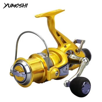 YUMOSHI Reel Fishing All Metal Шпулата Spinning Reel Stainless Steel Handle Line Шпулата Saltwater Fishing Accessories 5.2:1 Зелена