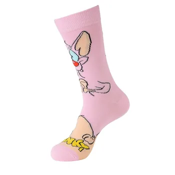 ZF2424 1 двойка от най-Високо Качество Смешни Розови Бели Мишки Карикатура Чорапи на Жените и Мъжете Мода 3D Печатни Чорапи Новост Чорапи