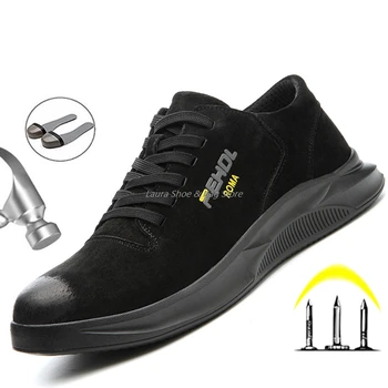 Анти-Разбивающая Защитни Обувки Мъжки Защитни обувки Работна Обувки Неразрушимые мъжки обувки-Леки Работни Маратонки Нови от 2021