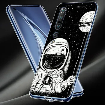 Астронавт Космическа Луна Мек Силиконов Калъф TPU За Xiaomi Mi Note 11 10T 10 9 9T SE 8 Pro Lite Ultra 5G Калъф за вашия телефон