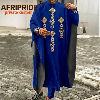 Африканска Облекло за Мъже Бродерия Палто Дашики Ризи Анкара Панталони Комплект от 3 части на Сватбени и Вечерни Тоалети Agbada Robe A2116013
