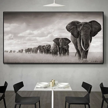 Африканските слонове на миграцията пътното Платно картини и плакати, Художествени картини Семейни бижута хол картини