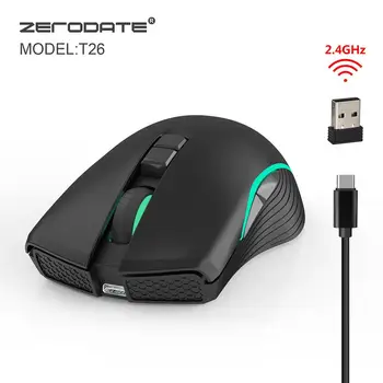 Безжична зарядно устройство ще захранване на Мишката, за да zerodate T26 2.4 G с Интерфейс Type C Преносим Офис Домакински Компютърен Аксесоар слот