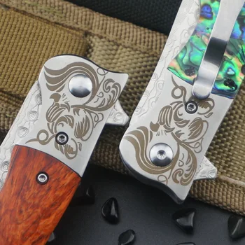 Високо качество на Дамасской стомана сгъваем нож Къмпинг Тактически Ловен Нож С ножнами Луксозни Модни Ножове Открит EDC Инструменти