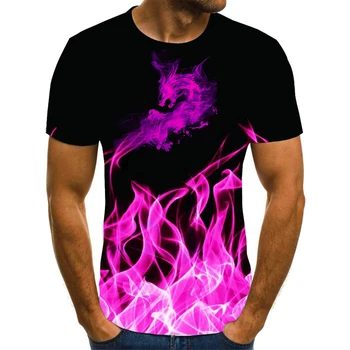 Годишният нов стил red flame dragon 3D printing мъжка тениска мода през цялата деколте от полиестер материал с къси ръкави и удобен топ