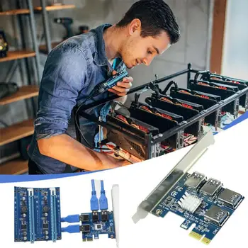 Гореща PCIE PCI-E PCI Express Странично Card, 1x To 16x 1 To 4 USB 3.0, Слот Множител Hub Адаптер За Биткойн Майнинг Миньор БТК Устройства