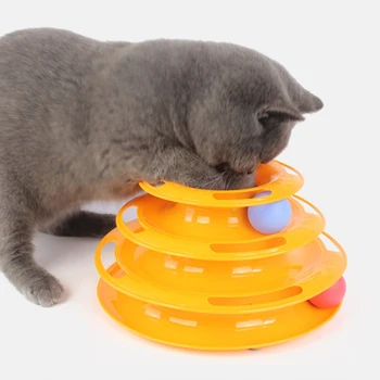 Горещи Продажба Творчески Интелект Трислоен Диск Играчка Пет Cat Training Toy Entertainment Disc Track Ball Практически Зоотовары