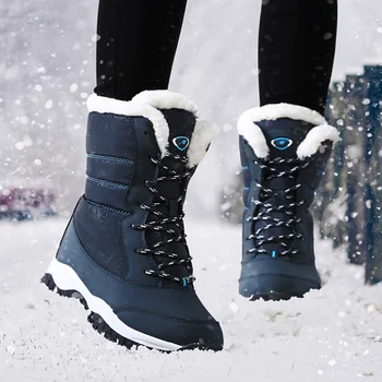 Дамски ботуши Водоустойчив зимни обувки Дамски зимни ботуши на платформа стопли на глезена зимни ботуши на дебелите меховом ток Botas Mujer 2019