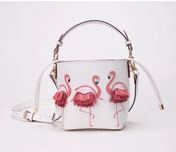 Дамски Модни Луксозни Дизайнерски Чанти Фламинго Сладък Стил С Голям Капацитет Голяма Пазарска Чанта Кофа Чанти, Дамски Ежедневни Празнични Чанти За Рамо