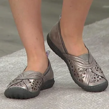 Дамски Сандали Плосък Плътен Цвят Выдалбливают През Цялата Чорап Ежедневни Дамски Обувки От 2021 Нова Мода Ежедневни Slip-On Мода Дамски Обувки