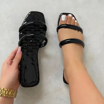 Дамски чехли 2021 лято нова дамски обувки, чехли с плоско дъно на жените да носят сандали и чехли отвътре и отвън