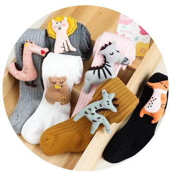 Детски Чорапогащи За момичета Нови есенно-зимни Модни Карикатури Чорапи Децата Неизмита Памучни Участък-чорапогащник