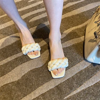 Домашни чехли и Чехли Floor Super Intdoor Sandalias Дамски обувки 2021 Плоски пързалки платформата Home A225