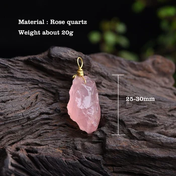 Естествен розов кварц камък пандент розово груб Чакъл crystal Срина в Насипно състояние Изцеление Рейки естествени камъни и минерали колие