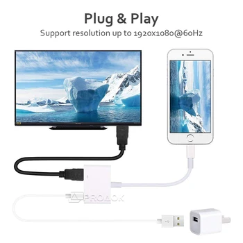 За Гръмотевична OTG HDMI-съвместим Адаптер USB Camera Screen Конвертор За iOS13-14 iPhone 12 iPad to TV Поддръжка на U-Диск Клавиатура
