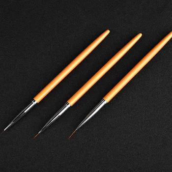Златна Дръжка 3 Бр Нокти liner четки Brush Set Drawing Carving Flower Живопис Pen САМ Маникюр Nail Art Tool Kit