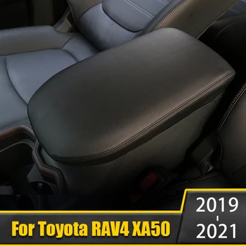 Изкуствена Кожа Интериор на Автомобила Подлакътници Кутия За Съхранение Капак Завърши Украса За Toyota RAV4 2019 2020 2021 RAV 4 XA50 Автомобилни Аксесоари