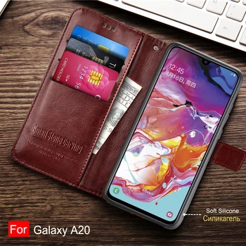 Калъф за Samsung Galaxy A20 Cases Луксозен Бизнес Магнитен Флип Просто Чантата Поставка За Телефона, Чанти и калъфи За Samsung A20 case