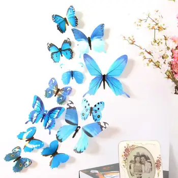 Комплект от 12 Красивите 3D Пеперуда Етикети Етикети от Хартия Стикери за Украса на Домакински САМ за Опаковане на Подаръци стикери за стена