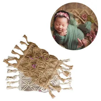 Коноп въже памучен въже ръчно изработени тъкани пискюл мат одеяло Бохемия одеало Детско снимка Мат новородено подпори снимки