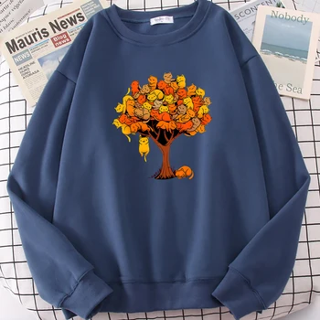 Котка Tree Cartoons Casual Prints Качулки Мъжки Ежедневни Хип хоп пуловер с качулка Есенни флисовые качулки Свободна топло облекло за Мъже