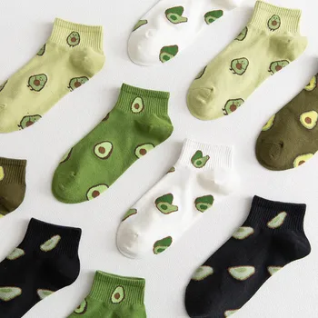 Кратък Сокс Полиэфирное Влакна Плитък Устата Хубав Подарък от Авокадо Шаблон Японски Стил Дамски Чорап за Летните Стаи Чорапи