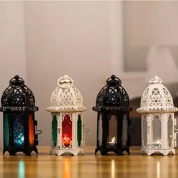 Кристал Crystal Марокански Свещник Кух Метален Свещник Декорация На Дома Кафенета Желязна Подвесная Свещ Фенер